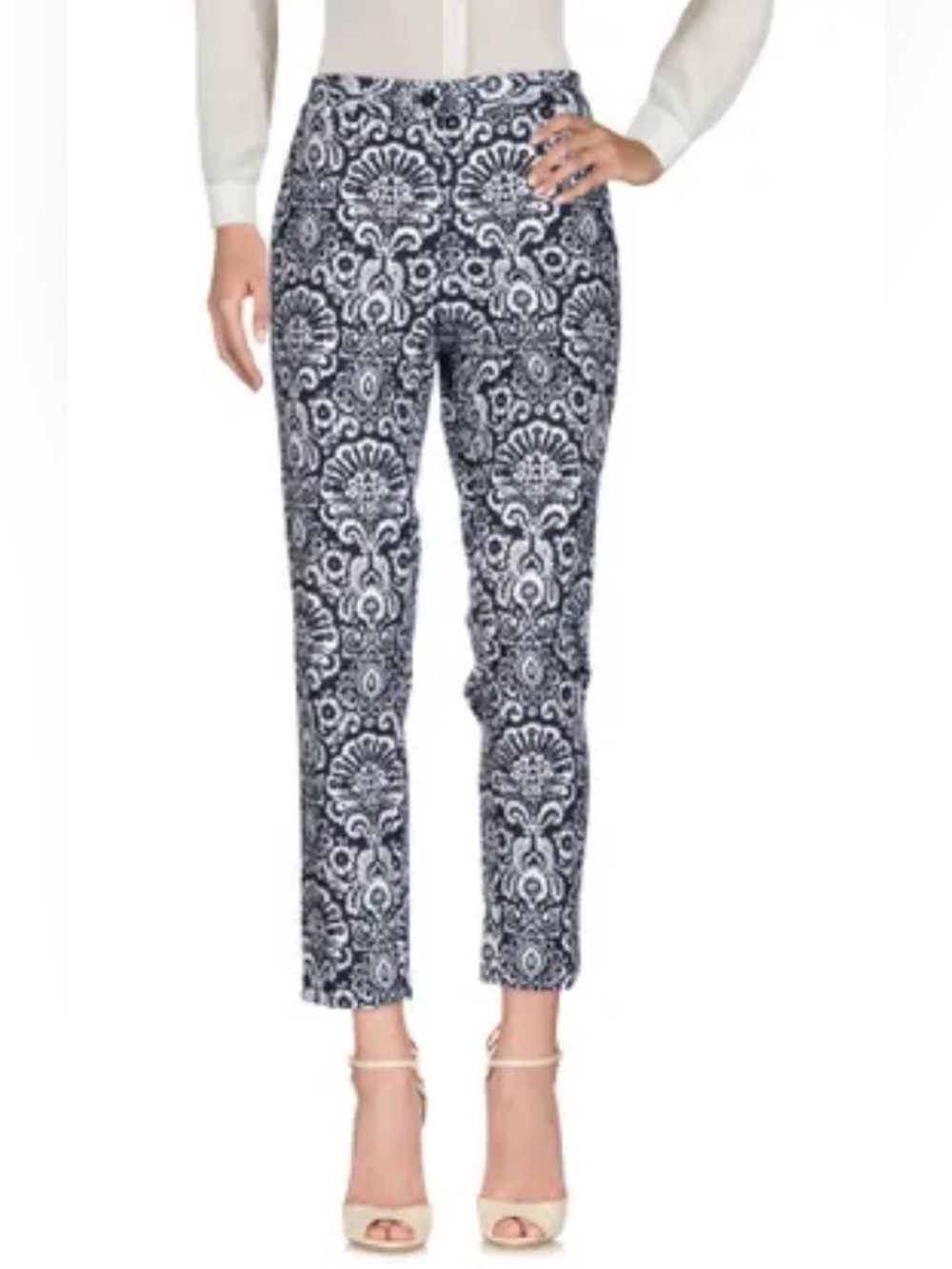 J. Crew Navy and White Printed Slim Ankle Pants (SKU820)